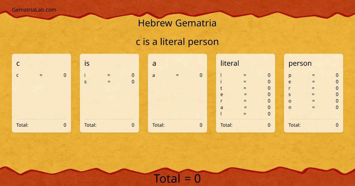 c is a literal person in hebrew Gematria